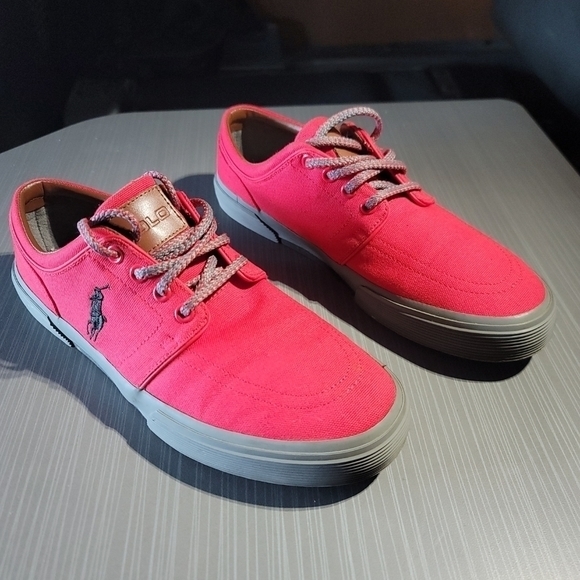 Polo Ralph Lauren Red Canvas Sneakers Men's 9 Excellent Condition‎ - Picture 1 of 9